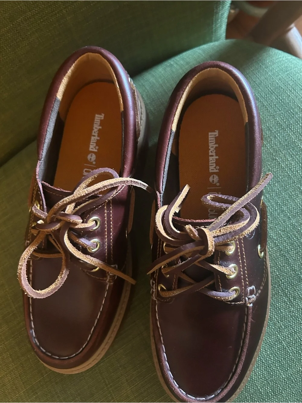 Timberland ‘root beer’ Leather stone street platform boat shoes